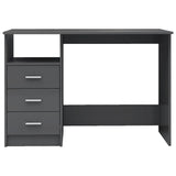 NNEVL Desk with Drawers High Gloss Grey 110x50x76 cm Chipboard