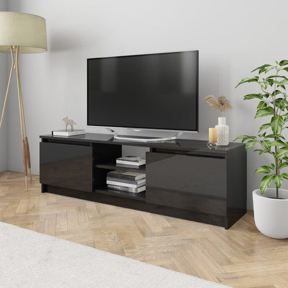 NNEVL TV Cabinet High Gloss Black 120x30x35.5 cm Chipboard