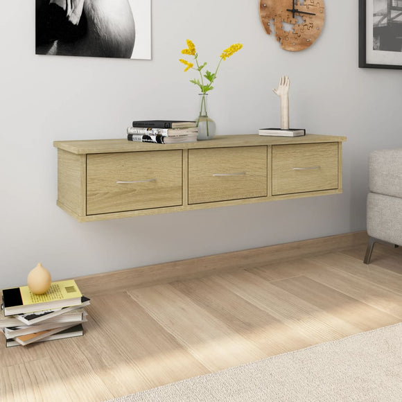 NNEVL Wall-mounted Drawer Shelf Sonoma Oak 88x26x18.5 cm Chipboard