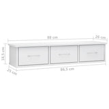 NNEVL Wall-mounted Drawer Shelf High Gloss White 88x26x18.5 cm Engineered Wood
