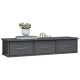 NNEVL Wall-mounted Drawer Shelf High Gloss Grey 88x26x18.5 cm Chipboard