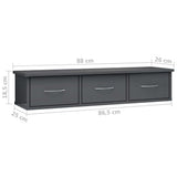 NNEVL Wall-mounted Drawer Shelf High Gloss Grey 88x26x18.5 cm Chipboard