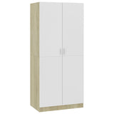 NNEVL Wardrobe White and Sonoma Oak 80x52x180 cm Chipboard