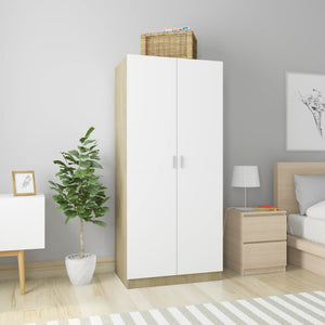 NNEVL Wardrobe White and Sonoma Oak 80x52x180 cm Chipboard