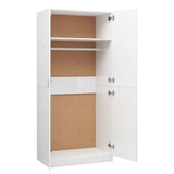 NNEVL Wardrobe High Gloss White 80x52x180 cm Chipboard