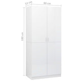 NNEVL Wardrobe High Gloss White 80x52x180 cm Chipboard