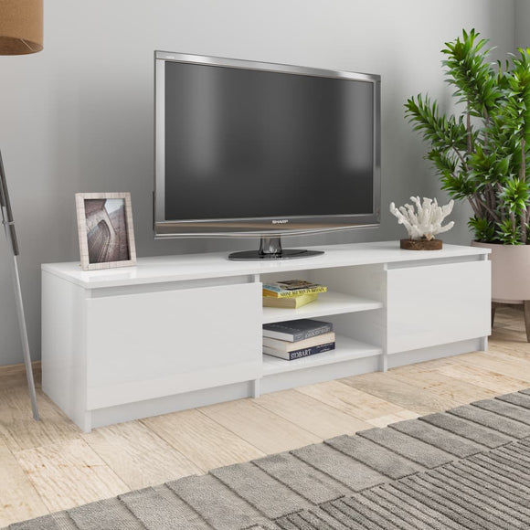 NNEVL TV Cabinet High Gloss White 140x40x35.5 cm Chipboard