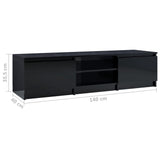 NNEVL TV Cabinet High Gloss Black 140x40x35.5 cm Chipboard