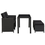 NNEVL 5 Piece Outdoor Dining Set with Cushions Poly Rattan Black