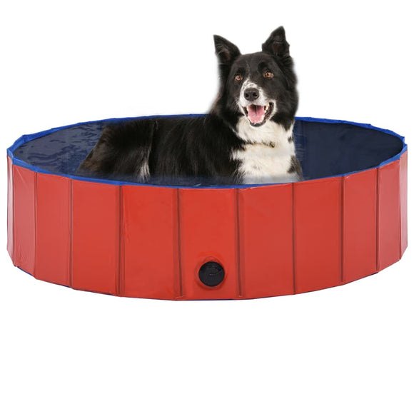 NNEVL Foldable Dog Swimming Pool Red 120x30 cm PVC
