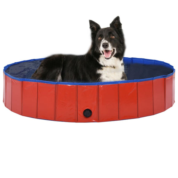 NNEVL Foldable Dog Swimming Pool Red 160x30 cm PVC