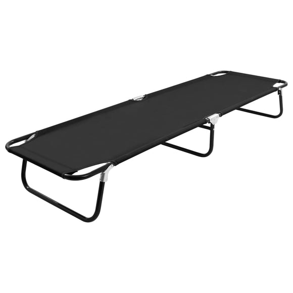 NNEVL Folding Sun Lounger Black Steel