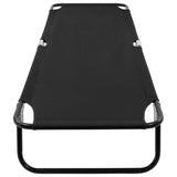 NNEVL Folding Sun Lounger Black Steel