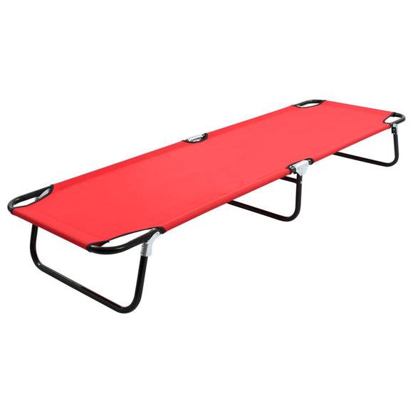 NNEVL Folding Sun Lounger Red Steel