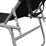 NNEVL Folding Sun Lounger with Canopy Black Aluminium