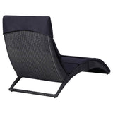 NNEVL Sunbed with Cushion Poly Rattan Black