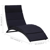 NNEVL Sunbed with Cushion Poly Rattan Black