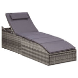NNEVL Sunbed with Cushion Poly Rattan Grey
