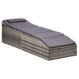 NNEVL Sunbed with Cushion Poly Rattan Grey