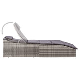 NNEVL Sunbed with Cushion Poly Rattan Grey