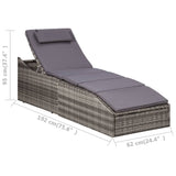 NNEVL Sunbed with Cushion Poly Rattan Grey