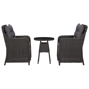 NNEVL Garden Chairs 2 pcs with Tea Table Poly Rattan Black