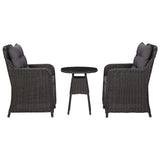 NNEVL Garden Chairs 2 pcs with Tea Table Poly Rattan Black