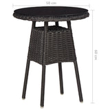 NNEVL Garden Chairs 2 pcs with Tea Table Poly Rattan Black