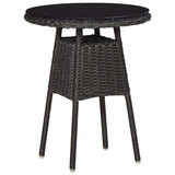 NNEVL Garden Chairs 2 pcs with Tea Table Poly Rattan Black