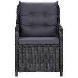 NNEVL Garden Chairs 2 pcs with Tea Table Poly Rattan Black