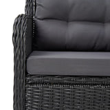 NNEVL Garden Chairs 2 pcs with Tea Table Poly Rattan Black