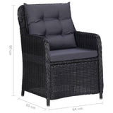 NNEVL Garden Chairs 2 pcs with Tea Table Poly Rattan Black