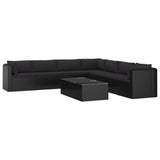 NNEVL 9 Piece Garden Lounge Set with Cushions Poly Rattan Black