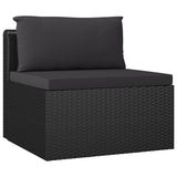 NNEVL 7 Piece Garden Lounge Set with Cushions Poly Rattan Black