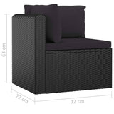 NNEVL 7 Piece Garden Lounge Set with Cushions Poly Rattan Black