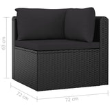 NNEVL 7 Piece Garden Lounge Set with Cushions Poly Rattan Black