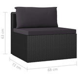 NNEVL 7 Piece Garden Lounge Set with Cushions Poly Rattan Black