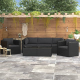 NNEVL 7 Piece Garden Lounge Set with Cushions Poly Rattan Black