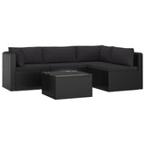 NNEVL 5 Piece Garden Lounge Set with Cushions Poly Rattan Black