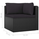 NNEVL 5 Piece Garden Lounge Set with Cushions Poly Rattan Black