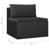 NNEVL 5 Piece Garden Lounge Set with Cushions Poly Rattan Black