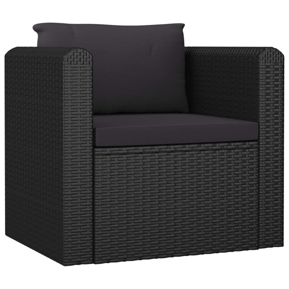 NNEVL Single Sofa with Cushions Poly Rattan Black