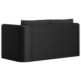 NNEVL 2 Piece Garden Sofa Set with Cushions Poly Rattan Black