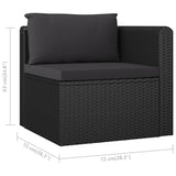 NNEVL 2 Piece Garden Sofa Set with Cushions Poly Rattan Black