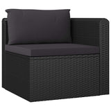 NNEVL 3 Piece Garden Sofa Set with Cushions Poly Rattan Black