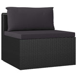 NNEVL 3 Piece Garden Sofa Set with Cushions Poly Rattan Black