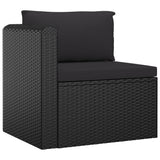 NNEVL 4 Piece Garden Sofa Set with Cushions Poly Rattan Black