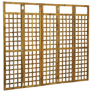 NNEVL 5-Panel Room Divider/Trellis Solid Acacia Wood 200x170 cm