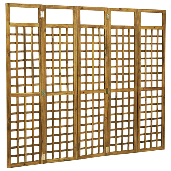 NNEVL 5-Panel Room Divider/Trellis Solid Acacia Wood 200x170 cm