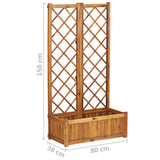 NNEVL Raised Bed with Trellis 80x38x150 cm Solid Acacia Wood